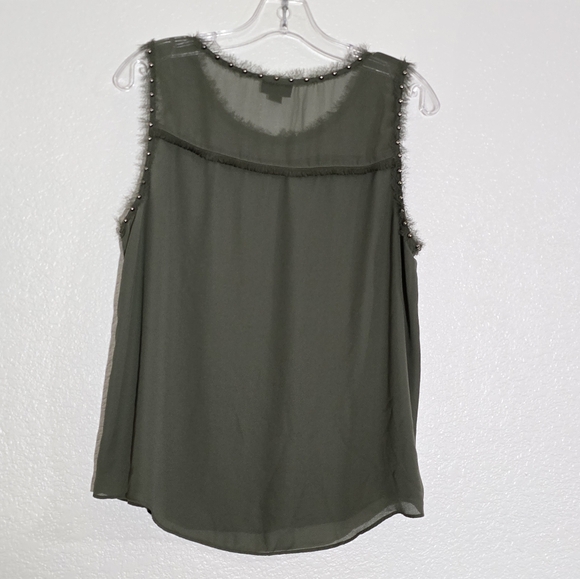 Olive Green Sleeveless Top with Studded Details - Picture 6 of 13